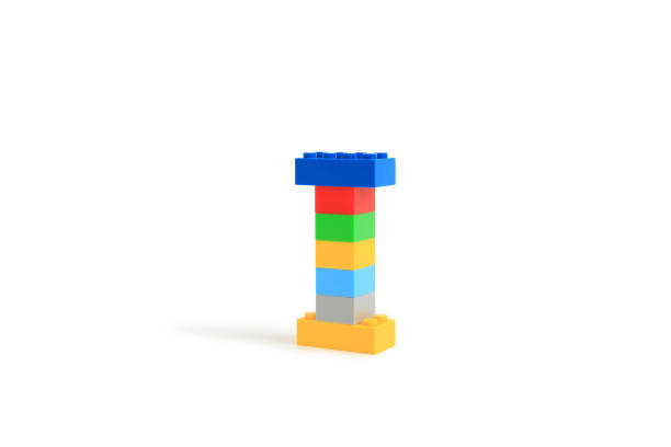 Alphabet letters I from colorful plastic brick block constructor isolated on white background. Image with Clipping path
