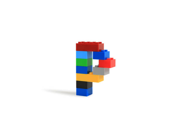 istock Alphabet letters P from colorful plastic brick block constructor isolated on white background. Image with Clipping path 1486554201