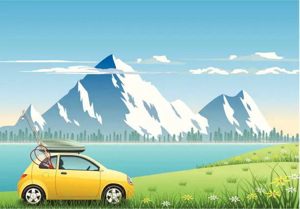 Vector illustration of Mountain Vacations