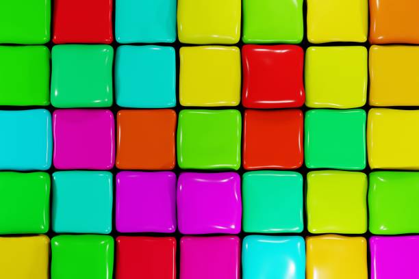 istock Abstract background with soft colored cubes. Jelly colorful cubes background 3d render. Colorful elastic boxes pattern 1486562100