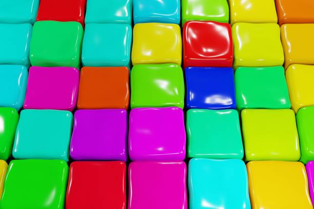 istock Abstract background with soft colored cubes. Jelly colorful cubes background 3d render. Colorful elastic boxes pattern 1486562103