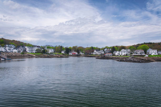 istock Boothbay Harbor Maine waterfront on an overcast day 1486565269
