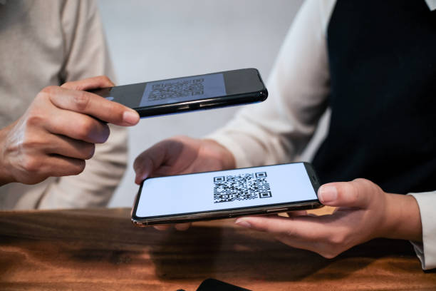 istock Qr code payment. Woman scanning QR code online shopping cashless technology concept. 1486566264