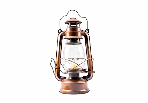 Vintage old lantern lighting on white isolated
