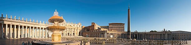 basilique de st peters square lever du soleil panorama du vatican à rome, italie - st peters basilica photos et images de collection