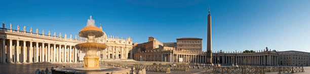 basílica de saint peters square panorama do nascer do sol da cidade do vaticano, em roma, itália - rome italy vatican st peters basilica - fotografias e filmes do acervo