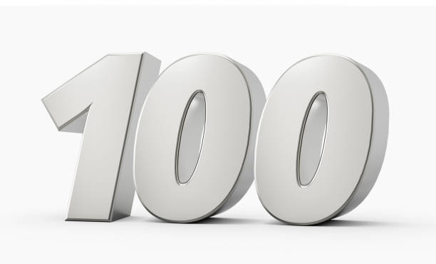 istock 3d Shiny Silver Number 100 Hundred 3d Silver Number Isolated On White Background, 3d illustration 1486570291