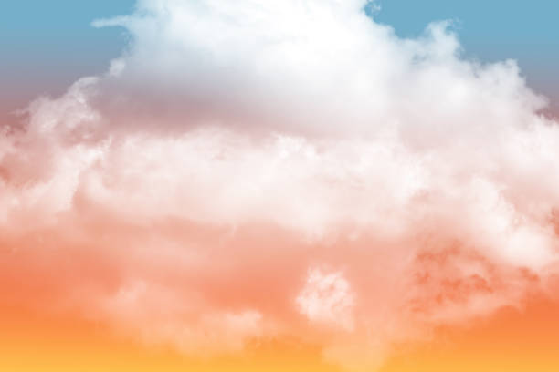 istock Cloudy sky at sunset. White clouds against a red-orange sunset. Cloudy day texture. 1486571304