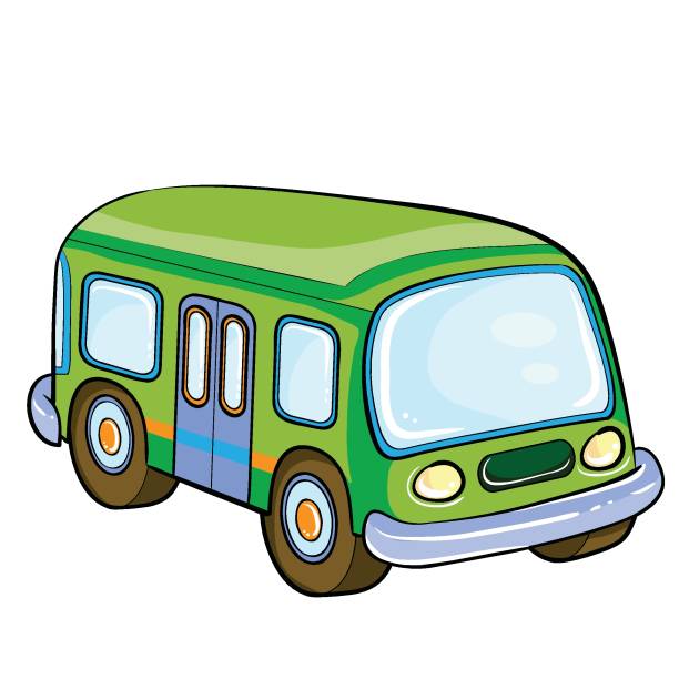 istock green baby bus, toy, cartoon illustration, isolated object on white background, vector, 1486571369