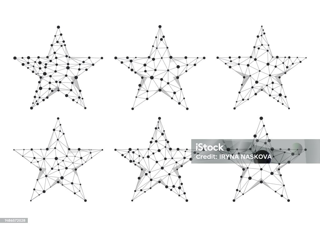 Star Wireframe Stars Wireframe Low Poly Vector Sign Set Stock Illustration - Download ...