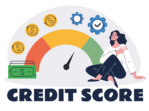 Credit score mortgage improve good consumer concept. Vector graphic design