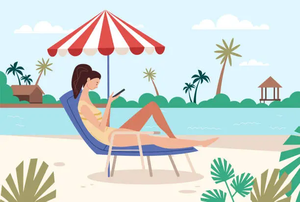 Vector illustration of Beach sea summer vacation concept. Vector graphic design element illustration