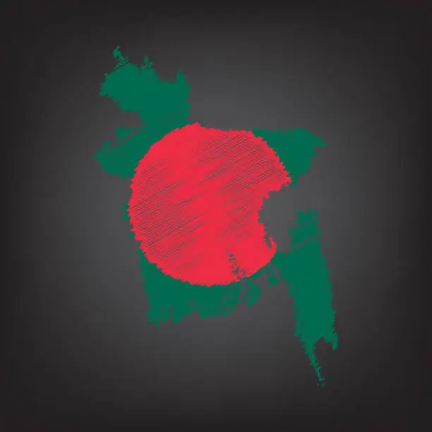 Vector illustration of Scribble map of Bangladesh. Sketch Country map colors for infographic, brochures and presentations