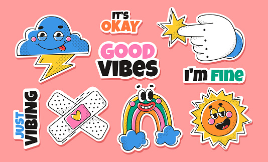 Funnt Emblems Funny Emblems Set Stock Illustration - Download Image Now - Sticker ...