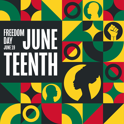 Juneteenth. Freedom Day. June 19. Holiday concept. Template for background, banner, card, poster with text inscription. Vector EPS10 illustration