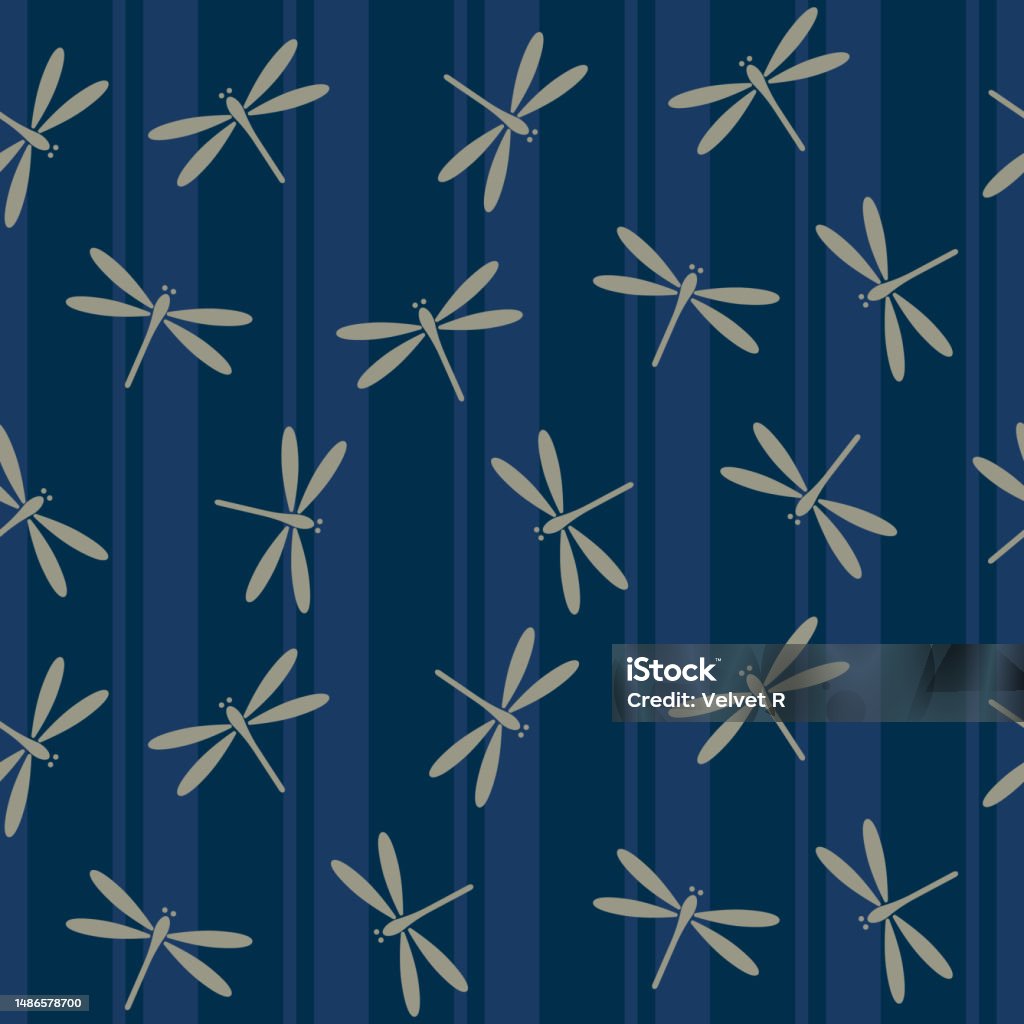 Patterned Dragonflies Dragonfly Seamless Pattern Stock Illustration - Download Image Now ...
