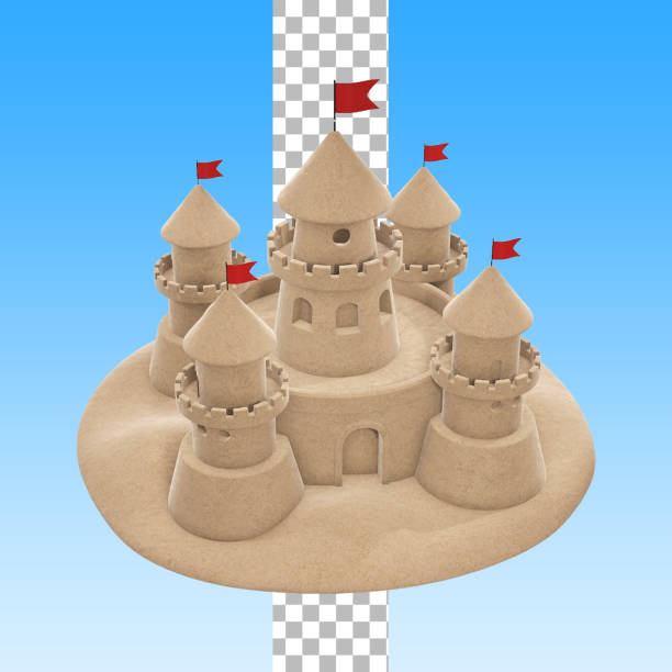 istock Summer time season concept with sand castle for your element design. 1486579370