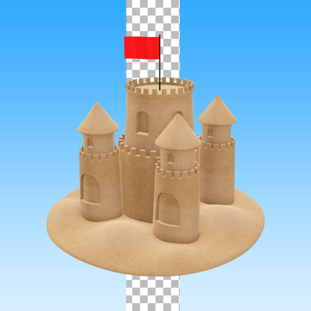 istock Summer time season concept with sand castle for your element design. 1486579382