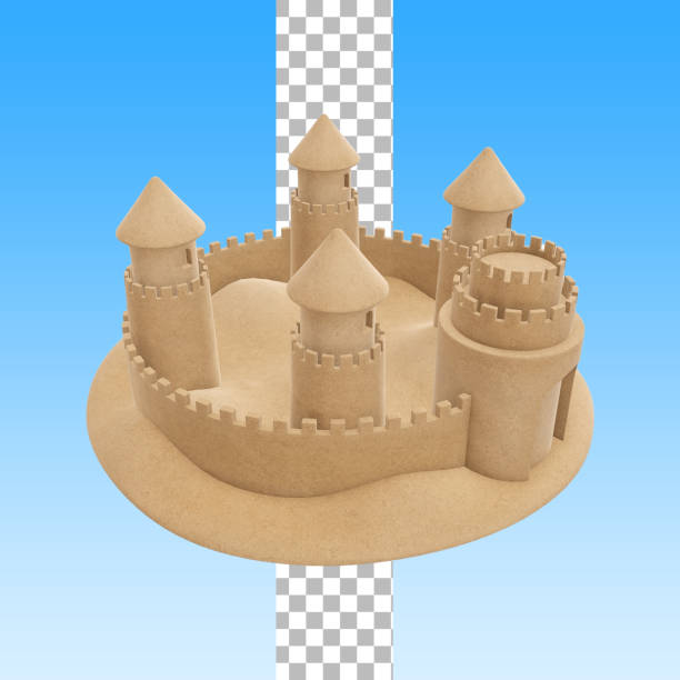 istock Summer time season concept with sand castle for your element design. 1486579446