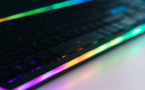 istock Gamer keyboard illuminated by rgb led lights 1486579670