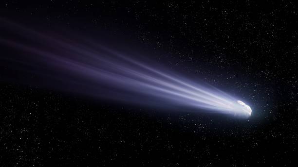 istock A comet in space with a bright tail against the background of stars. 1486579712