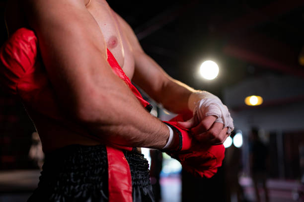 istock Muay Thai, Thai martial arts that foreigners are interested in learning and practicing for self-defense or as a professional boxer who fights on the stage. 1486582836
