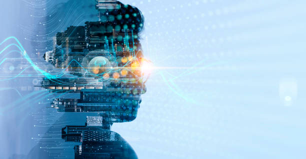 istock Double exposure  woman Smart intelligent communication. Abstract Ai Brain with network and connection technology on modern city background. Networking. Innovative technology in science and communication. 1486587496