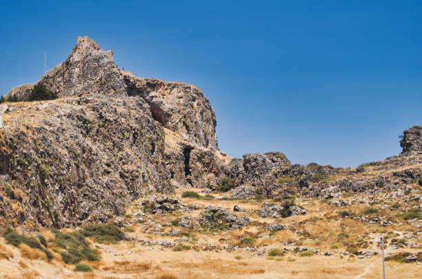 istock Hill where Lindos ancient acropol is located on 1486590224