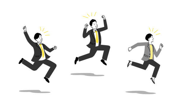 istock Illustration of a business person jumping for joy, vector 1486602608