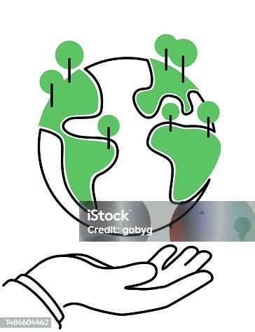 istock Green Earth Icon in Hand 1486604462