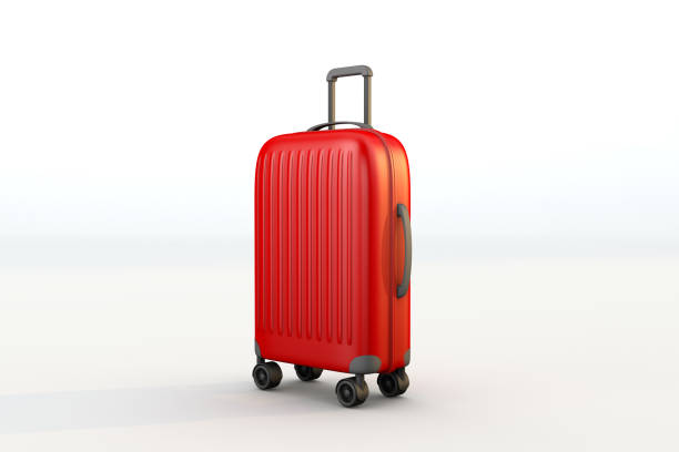 istock red suitcase travel accessories for vacation. 3d render 1486608467