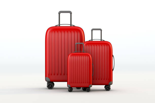 istock Red suitcases a travel accessories concept. 3d render 1486608482