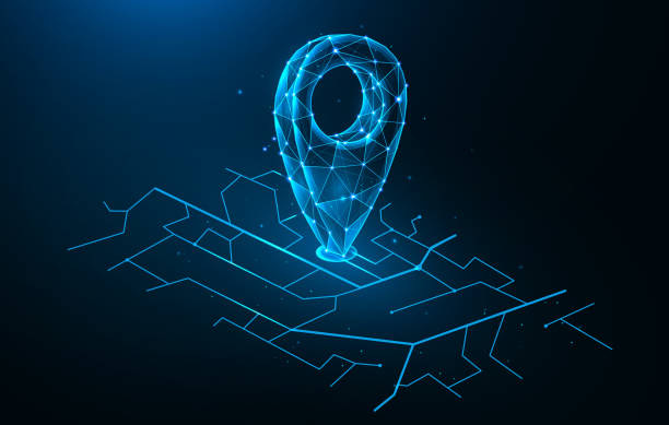 istock Polygonal vector illustration of city map and location pin. GPS navigation system concept. 1486609747
