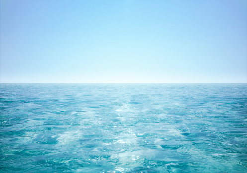 3D illustration - Blue sea water surface with small waves.