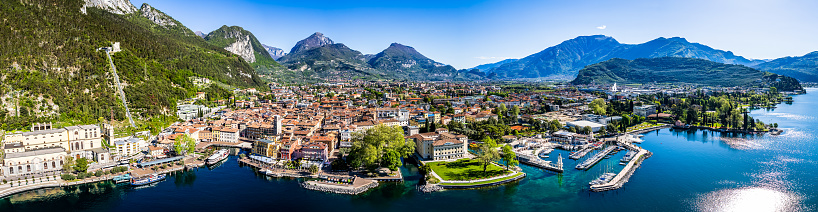 old town and port of Riva del Garda in italy at the lago di Garda