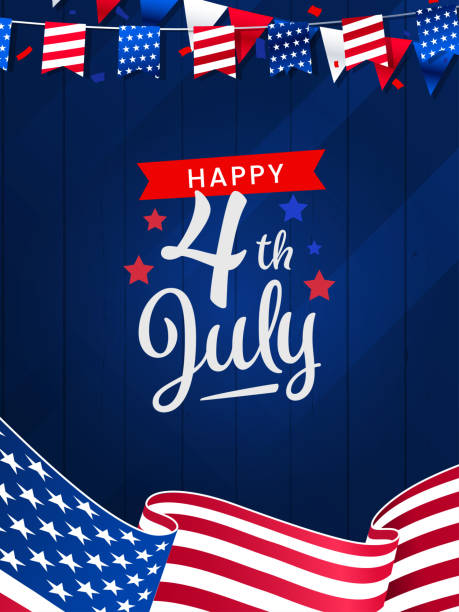 United States of America Background Design with usa waving flag, and bunting decoration. Vector illustration. Independence Day is celebrated on the 4th of July of each year in the USA and it is the celebration of the day the United States Of America declared its independence from the control of Great Britain. Independence Day is commonly celebrated with the lighting of fireworks or electronic light shows, music, and outdoor activities the display of the "American" flag, and the display of the USA flag colors red, white, and blue. july 4th background stock illustrations
