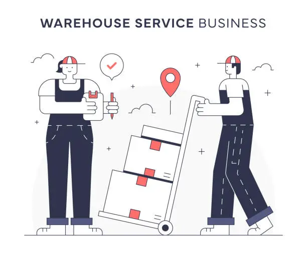 Vector illustration of Efficient Warehouse Service
