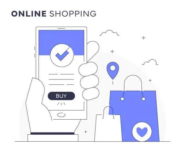 Vector illustration of Online Payment and Shopping