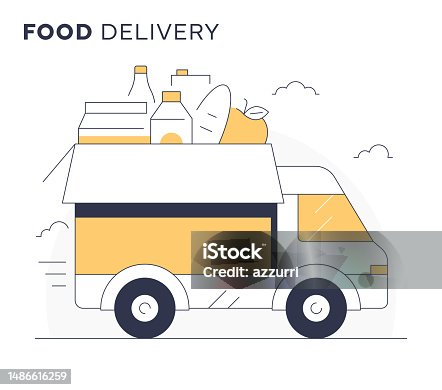 istock Food Delivery Van Illustration 1486616259