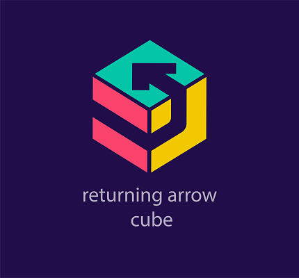 Unique design color transitions. Custom 3D arrow logo template. vector.