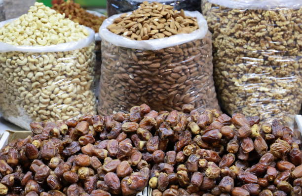 istock Dried fruits at a market stall 1486617042