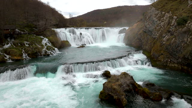 Majestic Strbacki Buk waterfall in the Una river, Bosnia and Herzegovina, April 2023