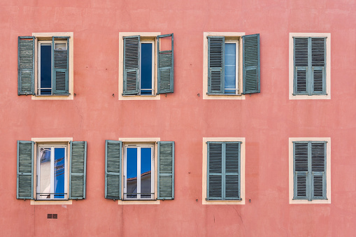 Colorful old building facades in Nice, France