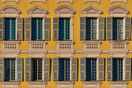 Colorful old building facades in Nice, France