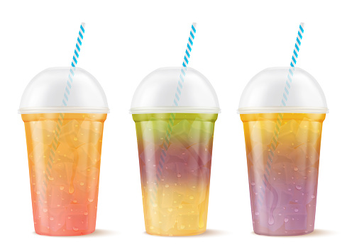 colorful iced drink for tropical parties. Realistic 3d vector illustration