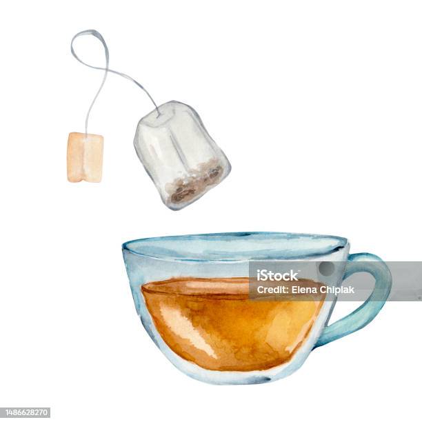 Tea Pack Drawing Watercolor Hand Drawn Painted Tea Cup And Tea Bag Illustration Menu ...