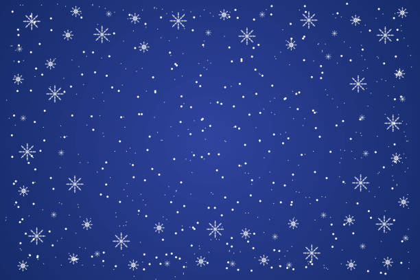 istock Snow blue background. Christmas snowy winter design. White falling snowflakes. Cold weather effect. 1486631244