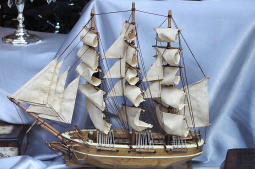 Miniature wooden ship model