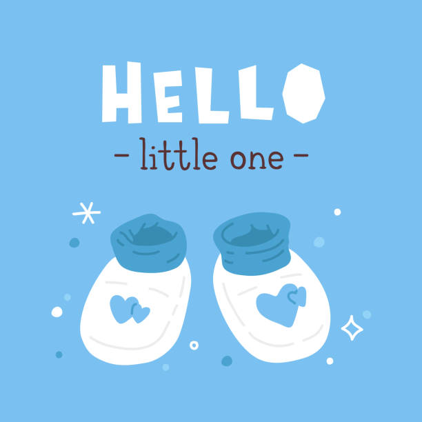 blau hallo kleiner drauf - house cute welcome sign greeting stock-grafiken, -clipart, -cartoons und -symbole