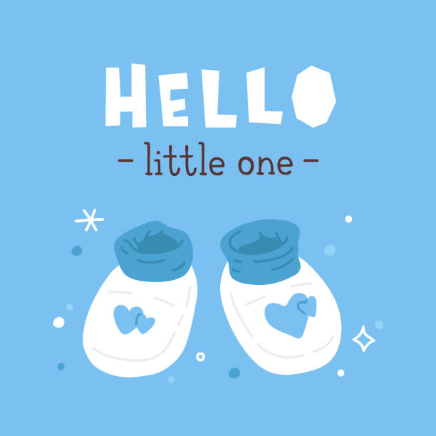 ilustrações, clipart, desenhos animados e ícones de olá azul pequeno sobre ele - house cute welcome sign greeting